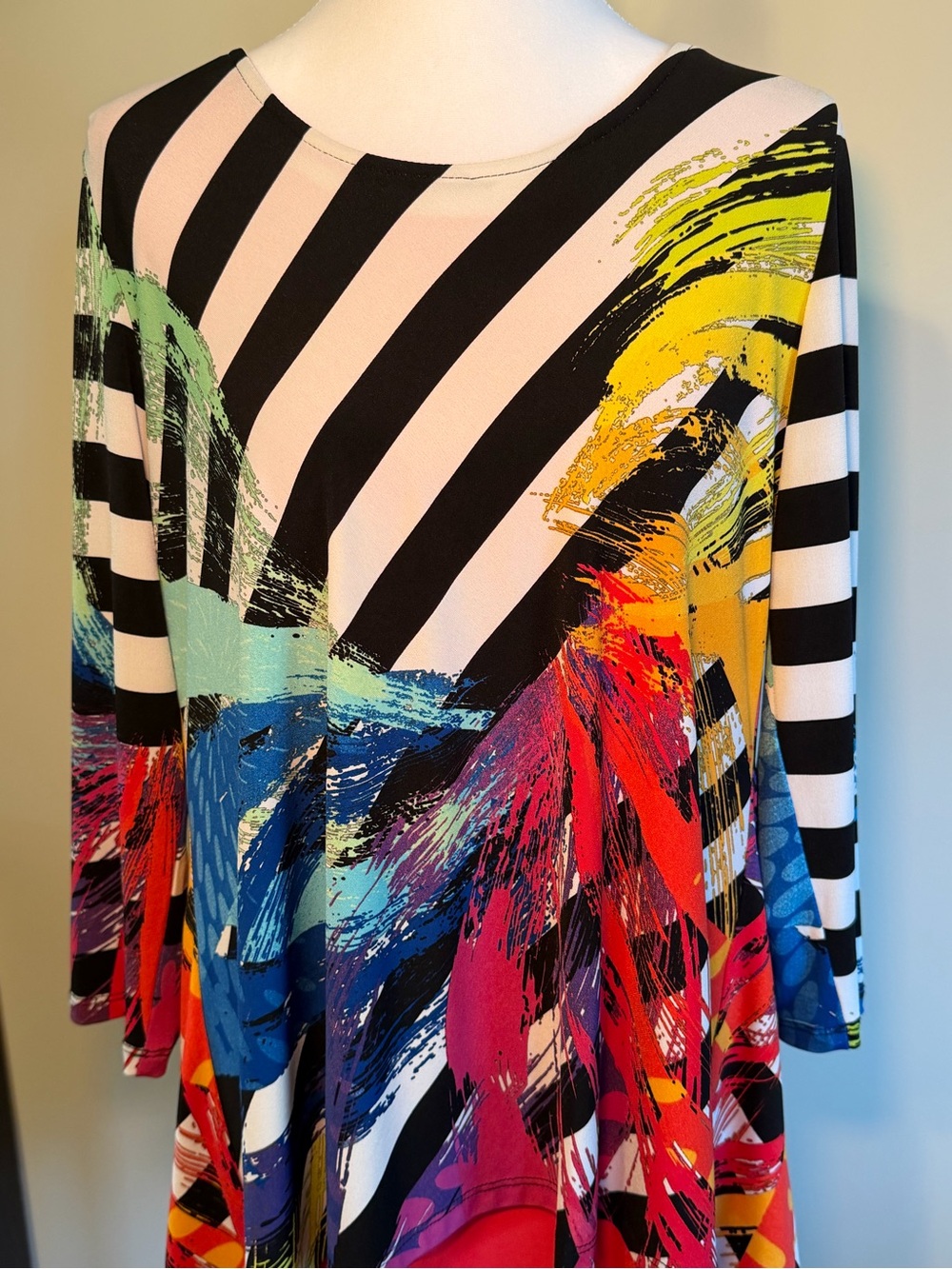 Joseph Ribkoff Multicolor Abstract Striped Swing Tunic - Picture 2 of 4